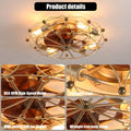 Industrial Cage Ceiling Fan Low Profile 7 Blade Fan with Remote & Light Modern Rustic Cooling for Small Spaces