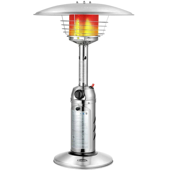 11,000 BTU Tabletop Propane Patio Heater, Portable Stainless Steel Outdoor Heater with Adjustable Flame & Tip Over Protection